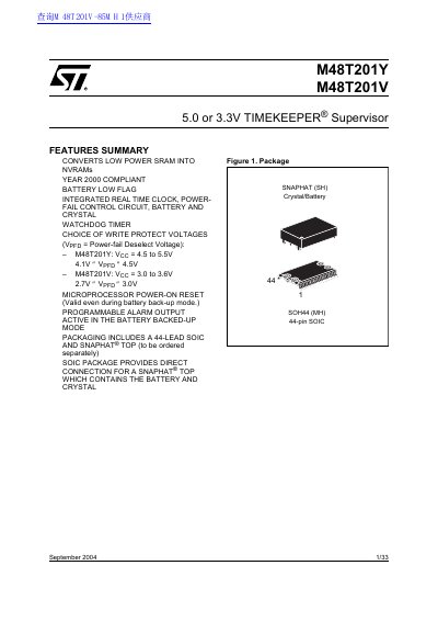 ST M48T201Y M48T201V handbook(1) - cover page