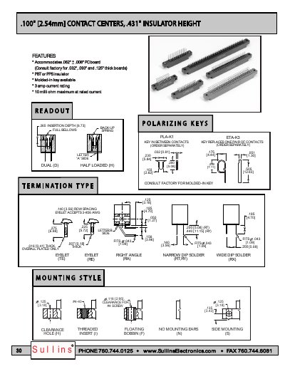 Sullins EZC43DREH Connector Insulator Height Handbook - cover page