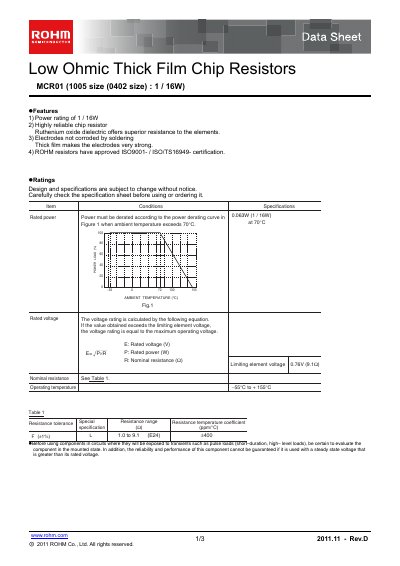 ROHM MCR01MZPFL Manual - cover page