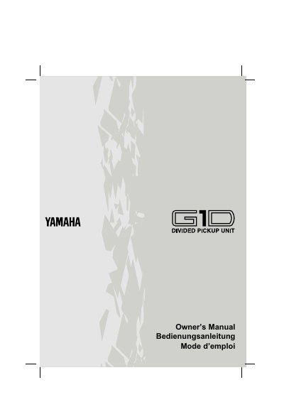 Yamaha G1D Divided Pickup Unit Owner's Manual - cover page
