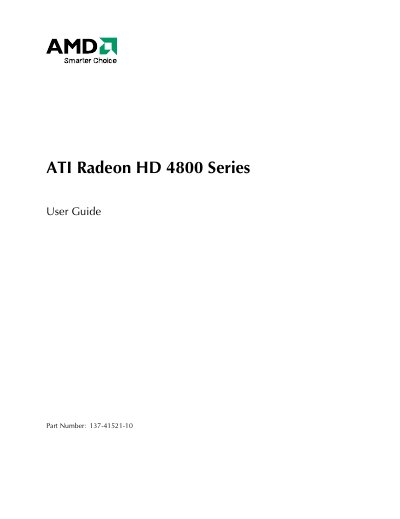 AMD Radeon HD 4800 Series User Guide - cover page
