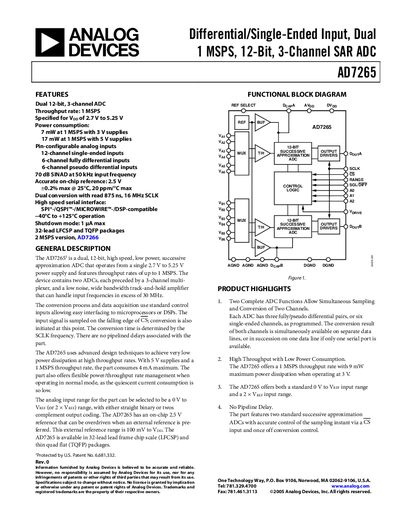 Analog Devices AD7265 Datasheet - cover page