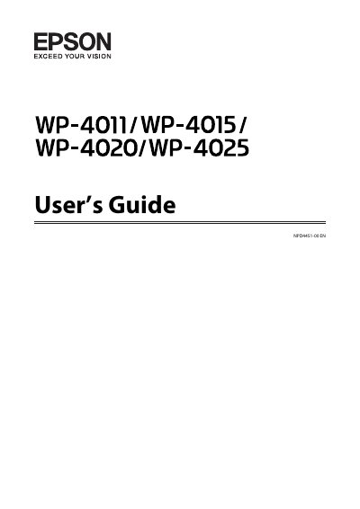 Epson WP-4011/4015/4020/4025 User's Guide - cover page
