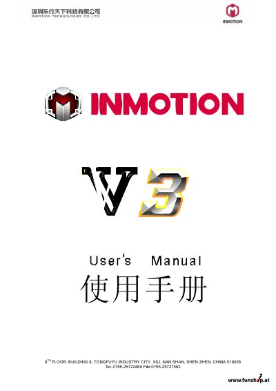 INMOTION V3 Self-Balancing Unicycle User Manual - cover page