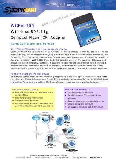 SparkLAN WCFM-100 Wireless CF Adapter User Manual - cover page