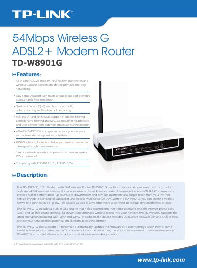 TP-Link TD-W8901G Router User Manual - cover page
