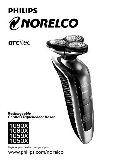 Philips Norelco 1090X/1060X/1059X/1050X Tripleheader Razor User Manual - cover page