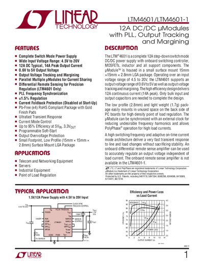 Linear Technology LTM4601/LTM4601-1 Datasheet - cover page