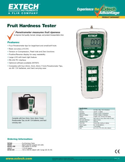 Extech FHT200 Fruit Hardness Tester User Guide - cover page