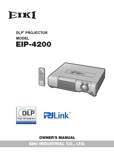 EIKI EIP-SXG20 owner's manual(1) - cover page