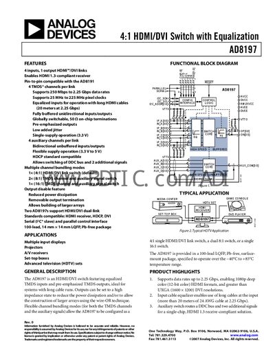 ANALOG DEVICES AD8197B Manual - cover page