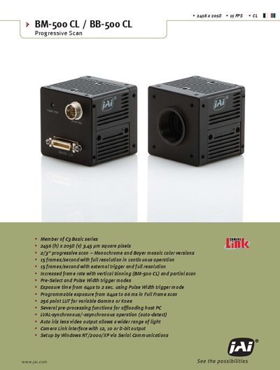 JAI BM-500 CL / BB-500 CL Camera Datasheet - cover page