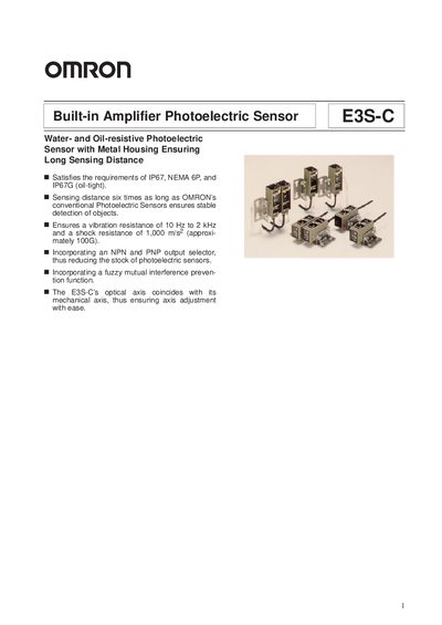 Omron E3S-C Photoelectric Sensor Manual