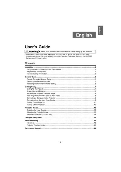 InFocus W150 Projector User's Guide - cover page