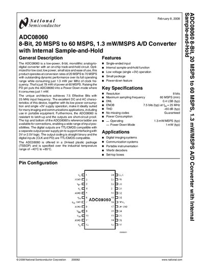 National Semiconductor ADC08060 Datasheet - cover page
