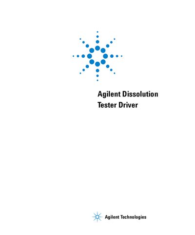 Agilent 7900 Dissolution Tester Driver User Manual - cover page
