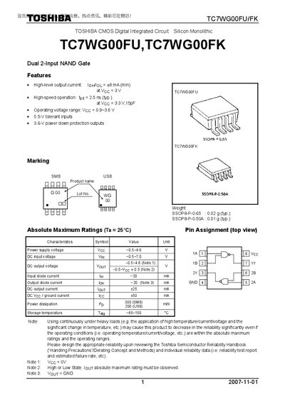 THSHIBA TC7WG00FU TC7WG00FK Manual(1)(1) - cover page