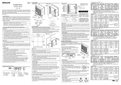 Patlite BK Audible Alarm User Manual - cover page