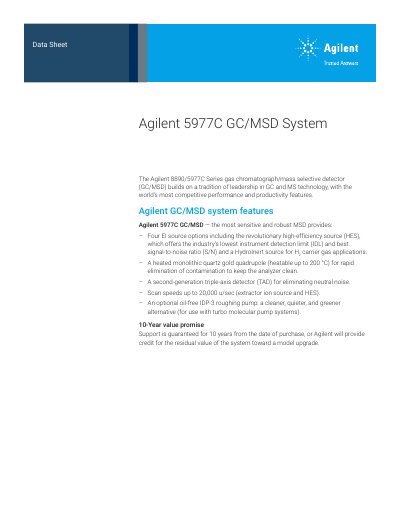 Agilent 5977C Series GC/MSD System Datasheet - cover page