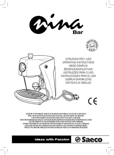 Saeco Sin026XH Coffee Machine User Guide - cover page