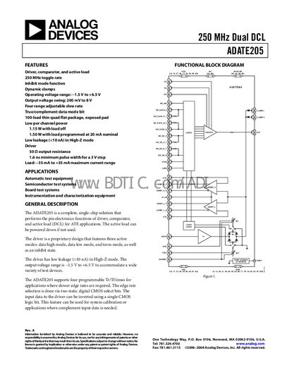 Analog Devices ADATE205 Datasheet - cover page