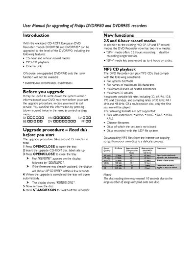 Philips DVDR980 and DVDR985 User Manual - cover page