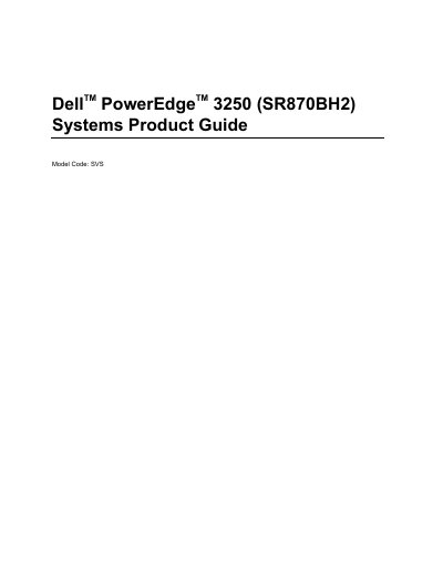 Dell PowerEdge 3250 (SR870BH2) Systems Product Guide - cover page