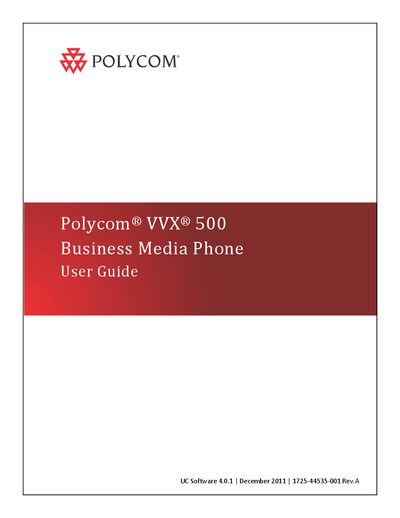 Polycom VVX 500 Business Media Phone User Guide - cover page
