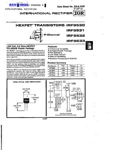 IOR IRF9530 IRF9531 IRF9532 IRF9533 handbook - cover page