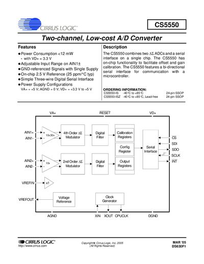 Cirrus Logic CS5550 Datasheet - cover page