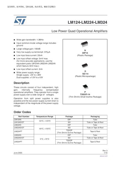 STMicroelectronics LM124/LM224/LM324 Operational Amplifier Handbook
