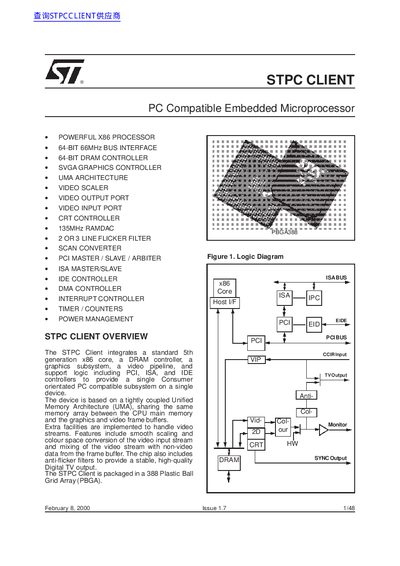 STMicroelectronics STPC Client Embedded Microprocessor Datasheet - cover page