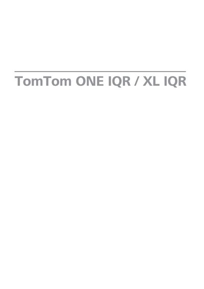 TomTom ONE IQR XL User Manual - cover page
