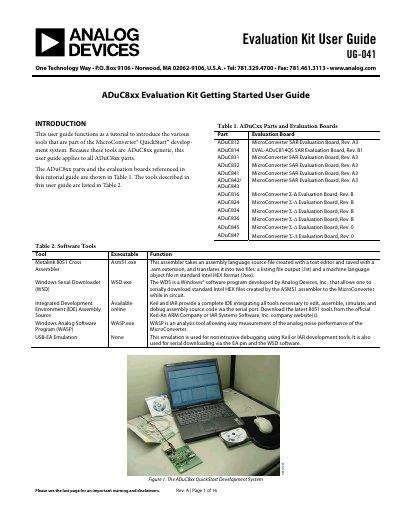 Analog Devices ADuC8xx Evaluation Kit User Guide UG-041