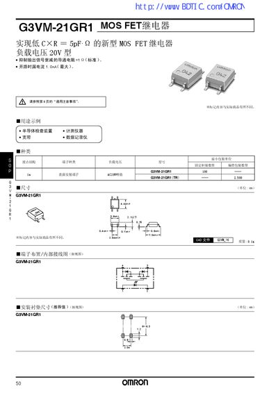 G3VM-21GR1 MOS FET Relay User Manual - cover page