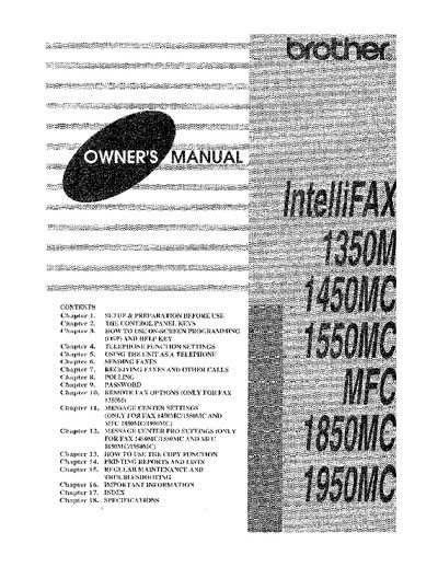 Brother IntelliFAX1350M/1450MC/1550MC MFC-1850MC/1950MC Owner's Manual