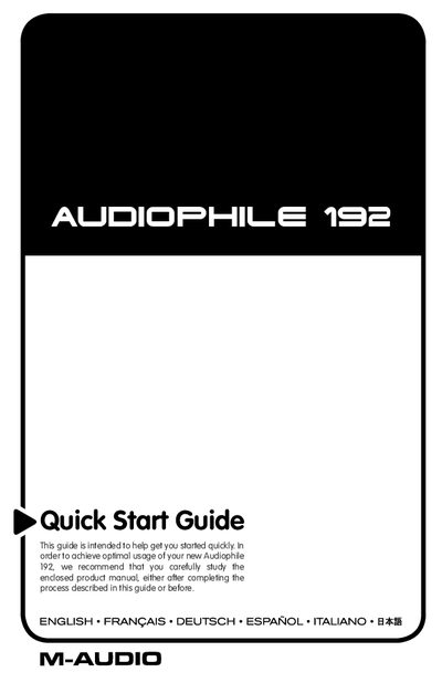 M-Audio Audiophile 192 Quick Start Guide - cover page
