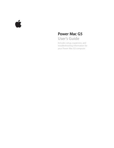 Apple Power Mac G5 User Guide - cover page