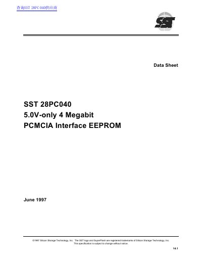 Silicon Storage Technology 28PC040 Data Sheet - cover page