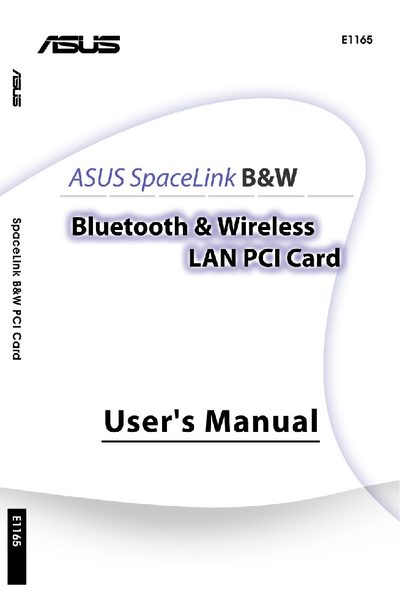 ASUS spacelink B W PC1 Card WL-230 Manual - cover page