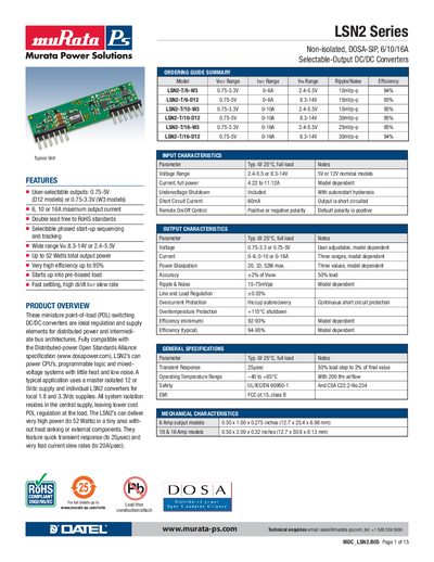 Murata LSN2 Series DC/DC Converter Datasheet - cover page
