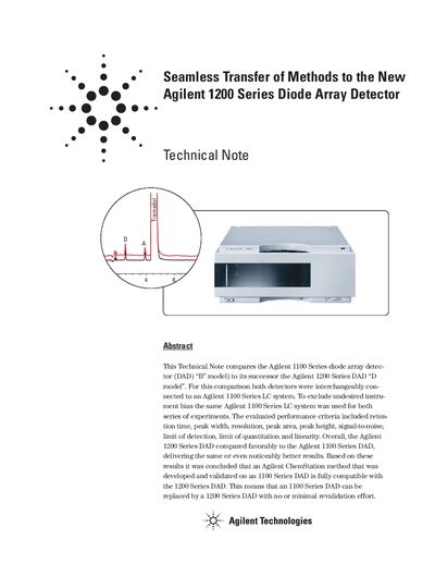 Agilent 1200 Series Diode Array Detector Method Transfer Technical Note - cover page