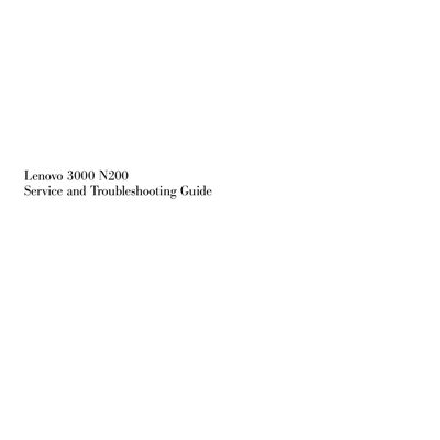 Lenovo 3000 N200 Service and Troubleshooting Guide - cover page