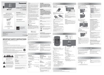 Panasonic SC-HC05 Compact Stereo System Owner's Manual - cover page