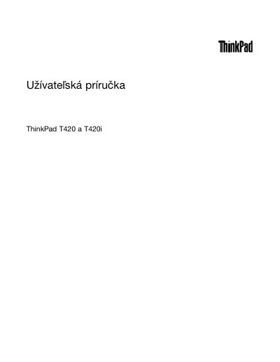 Lenovo ThinkPad T420/T420i User Manual - cover page