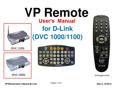 D-Link VP Remote User Manual for DVC 1000/1100 - cover page