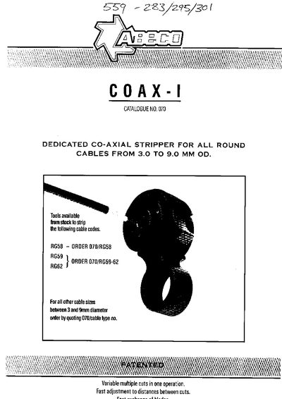 ABECO COAX-I NO 070 - cover page