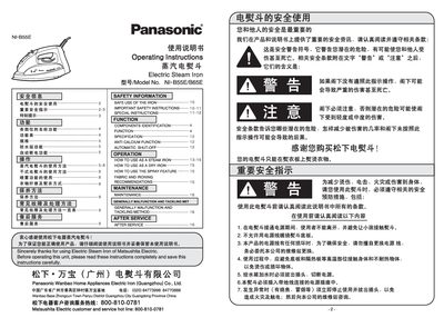 Panasonic NI-B55E/B65E Steam Iron User Manual