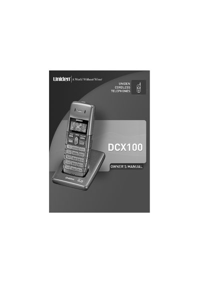Uniden DCX100 Accessory Handset User Manual - cover page