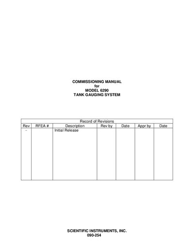 SCIENTIFIC INSTRUMENTS 6290_090-254 Debugging Manual - cover page